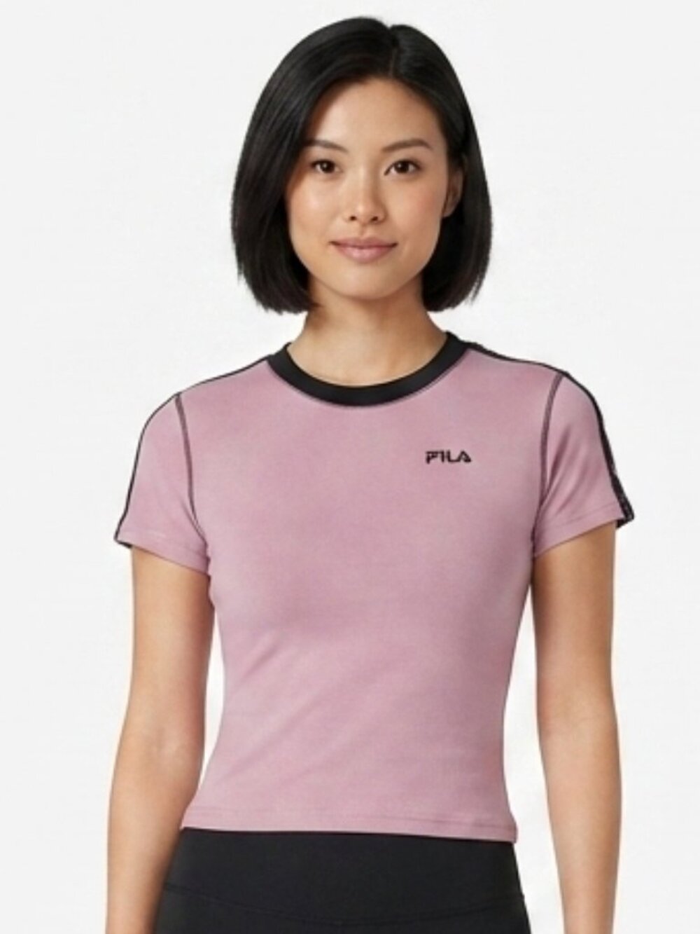 Fila Lavender/Black Stretch Cotton Tee NEW- Sz. Sm